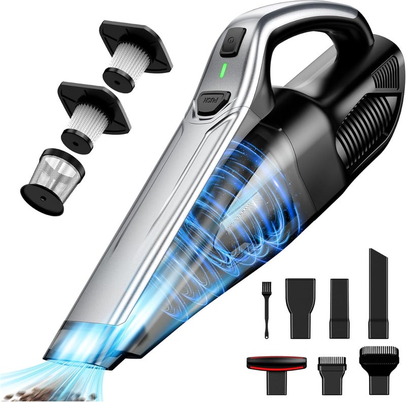 SAKOLD Car Vacuum Handheld Vacuum Cordless with Powerful Suction, Type-C Charge, 2 Suction Modes, 6-in-1 Portable Mini Vacuum for Home, Car, Office Desk, Keyboards - Image 1